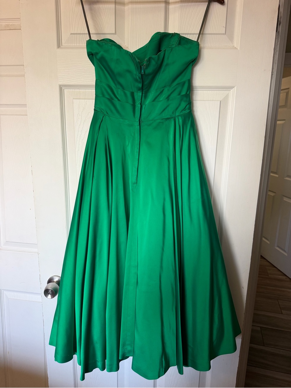 Vintage Emerald Green Strapless A-Line Dress - Picture 2 of 11